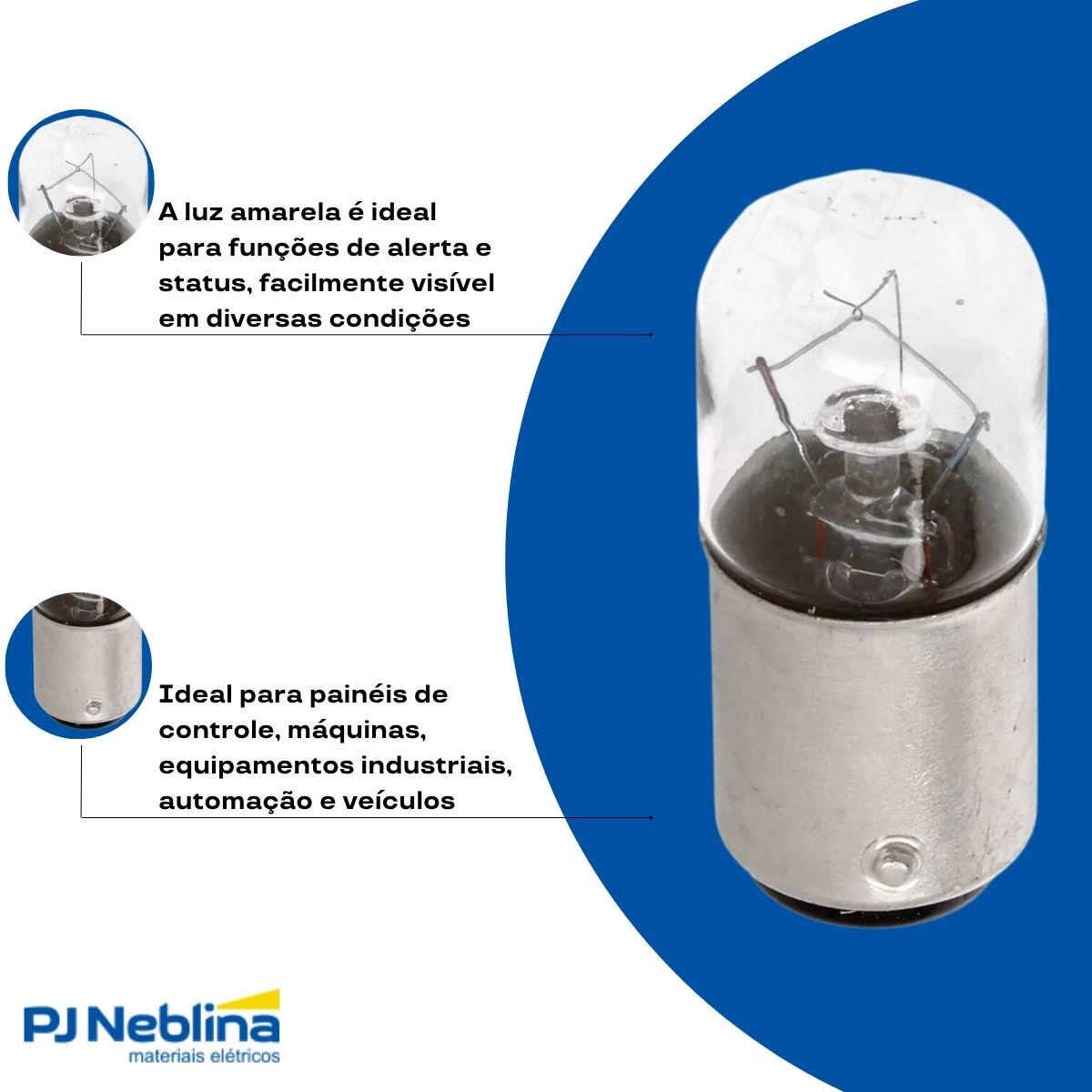 Lâmpada Incandescente Sinalização Tubular Clara 5W 24V Ba15D Luz Amarela 16X42 mm - Siemens