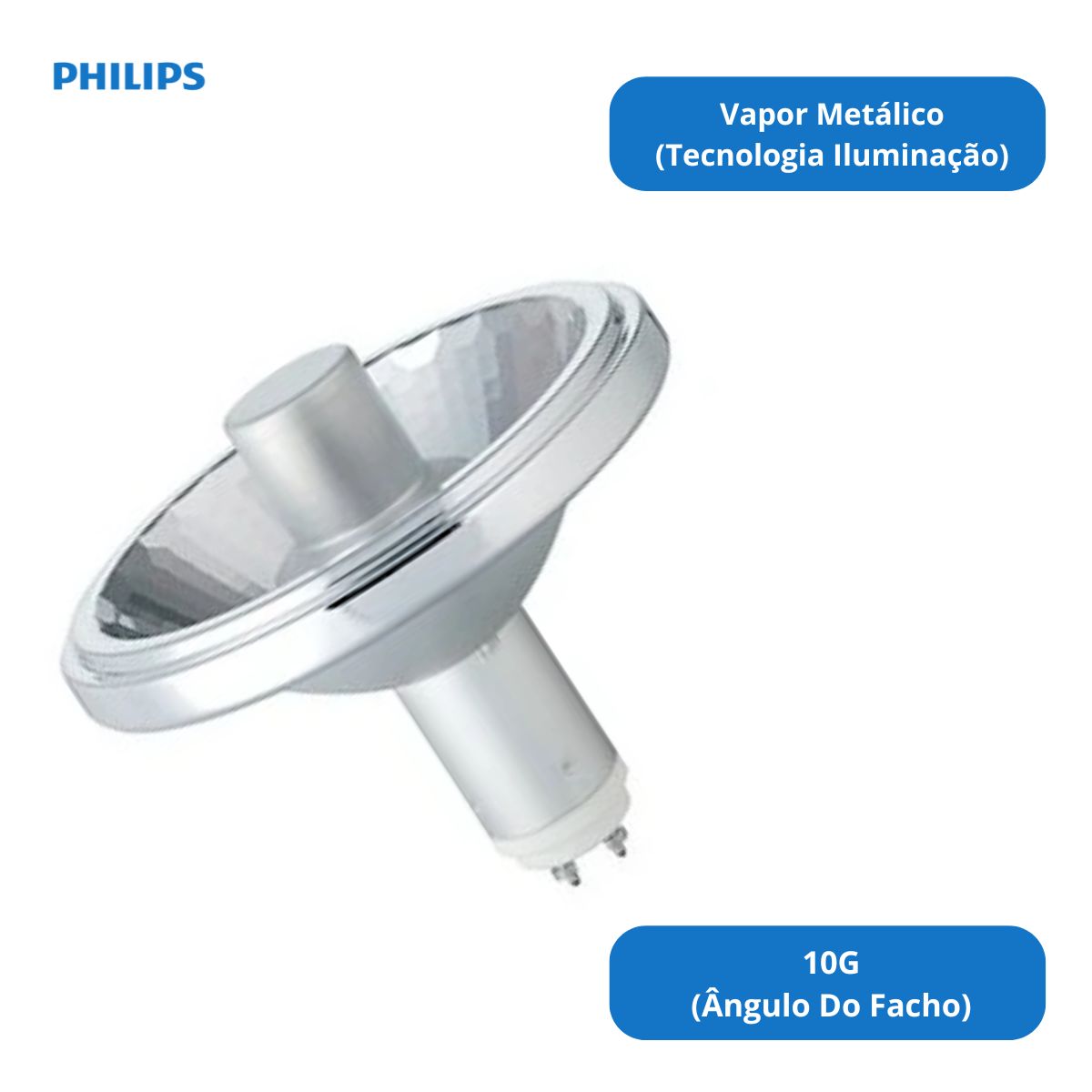 Lâmpada Vapor Metálico Ar111 35W Gx8.5 3000K Luz Amarela 10G Mastercolour - Philips