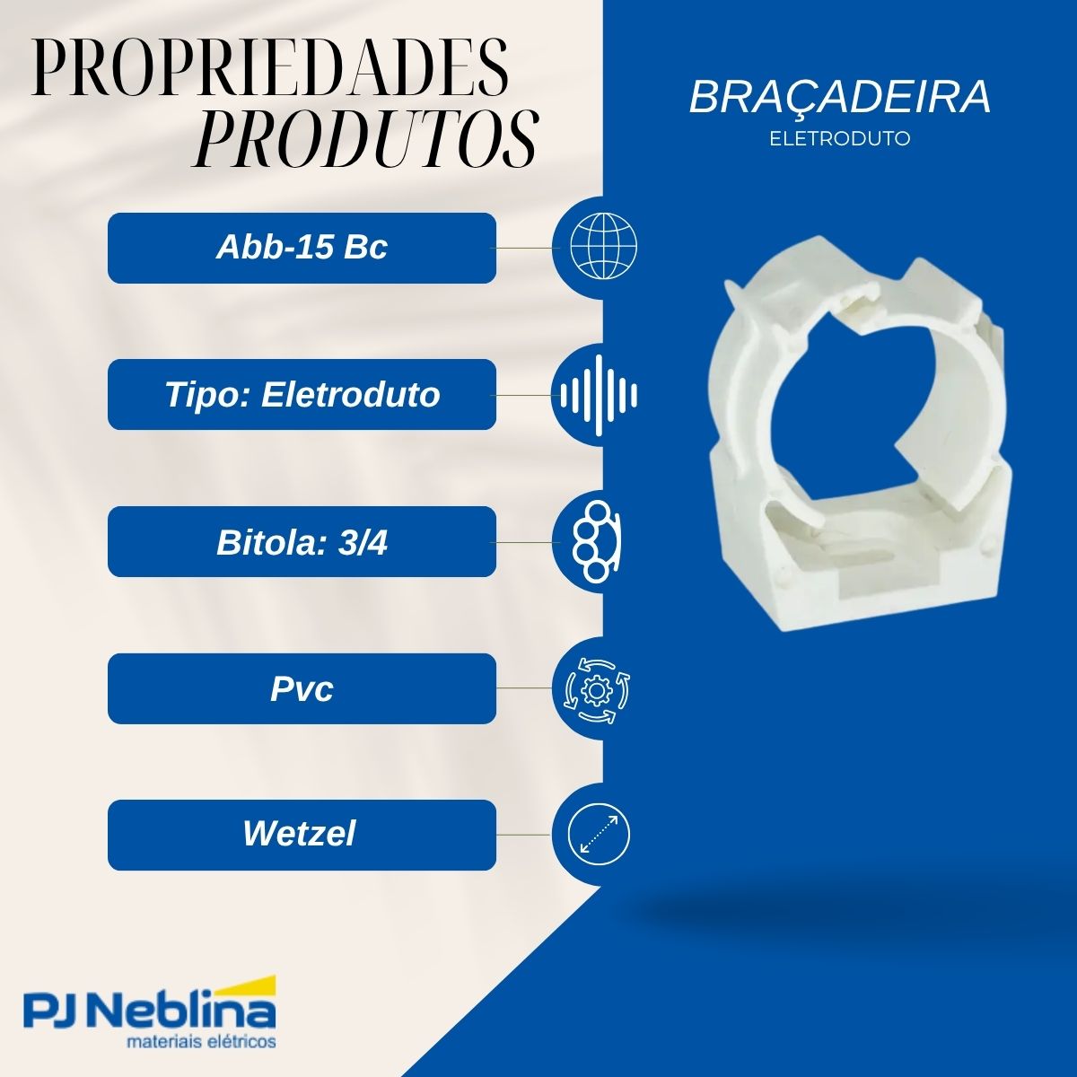 Braçadeira Eletroduto 3/4 Pvc Branco - Wetzel