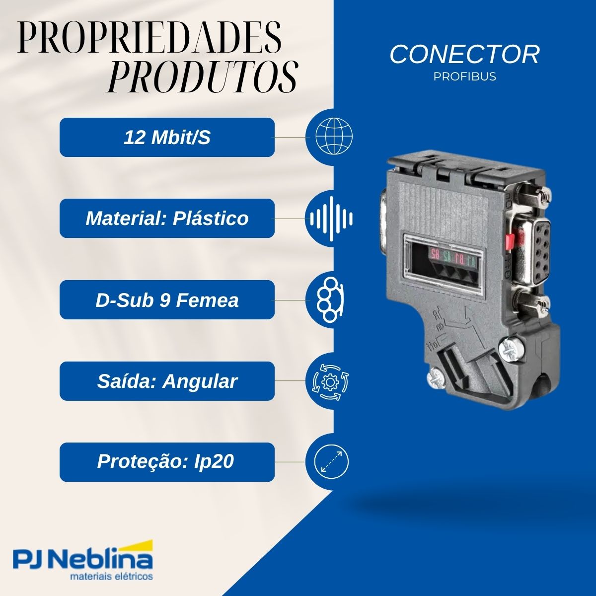 Conector Profibus 12 Mbit/S Plástico D-Sub 9 Femea Angular Ip20 - Siemens