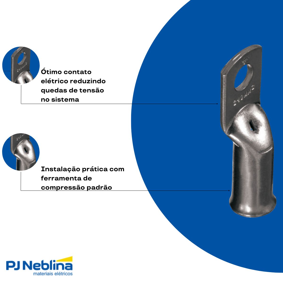 Terminal Compressao Boca Expandida 35mm 2 Compr 1 Furo F=10,