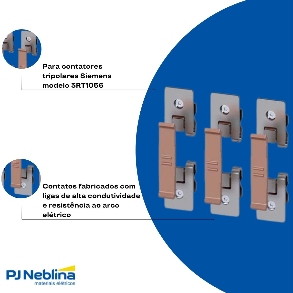 Jogo Contato Principal P/Contator Tripolar 3Rt1056 (S6) - Siemens
