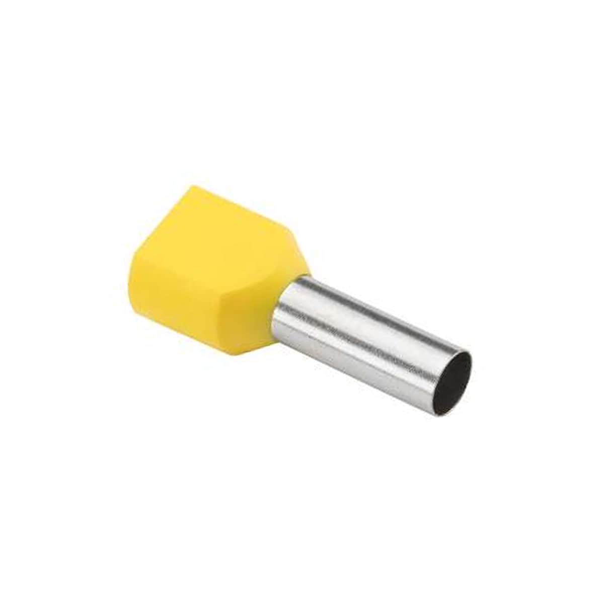 Terminal Tubular (Ilhós) Duplo 6,00Mm (10Awg) Pré-Isolado Amarelo Cobre Estanhado Axt