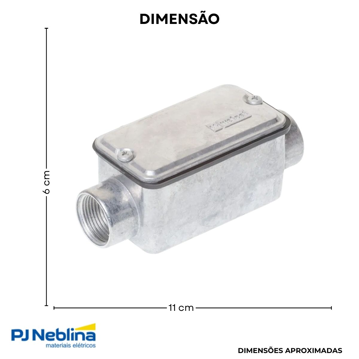 Condulete Alumínio Fixo Tipo T 1Pol C/Rosca Npt C/Pintura Cz C/Tampa C/Vedação Tgvp (Ip54) - Wetzel