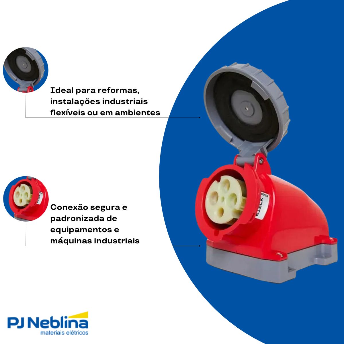 Tomada Industrial Femea Sobrepor 3P+T 16A 380/440V Vm 6H Ip67 - Steck