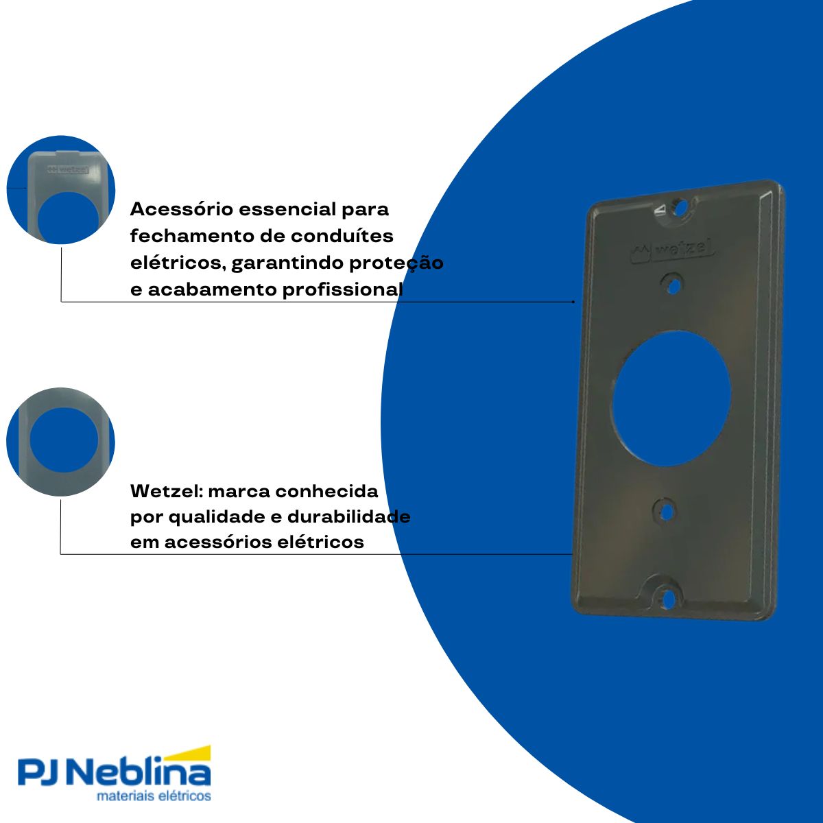 Tampa Condulete 1 Tomada Redonda Pvc 1Pol Cinza S/Vedação - Wetzeel