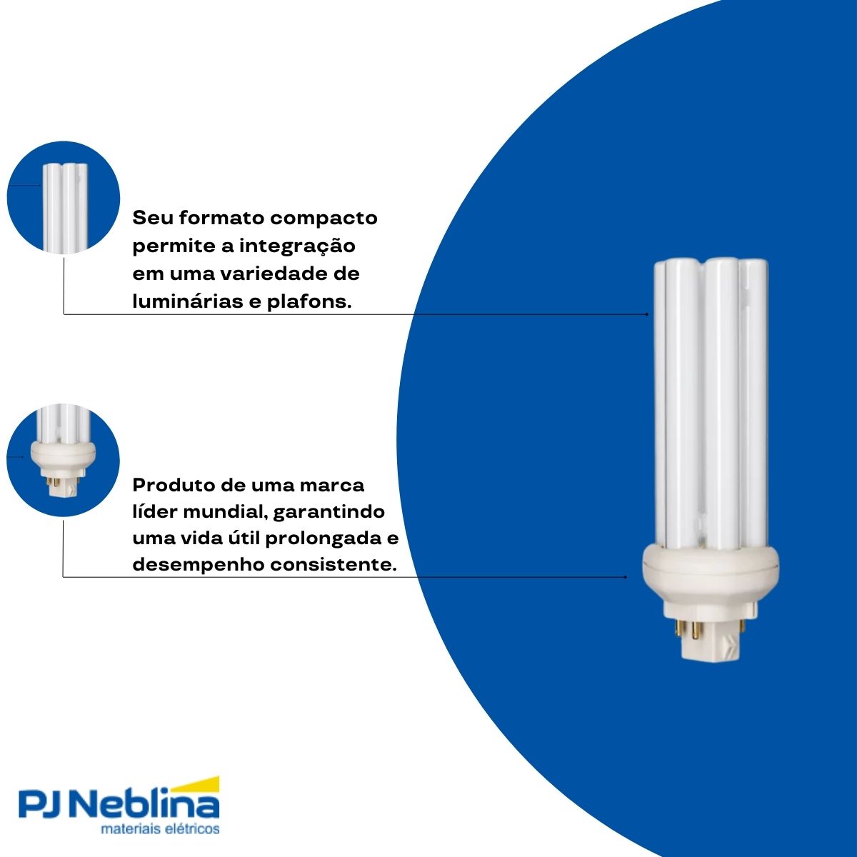 Lâmpada Fluorescente Compacta 3U 32W Não Integrada 4 Pinos Gx24Q-3 4000K Branco Neutro Luz Branca - Philips