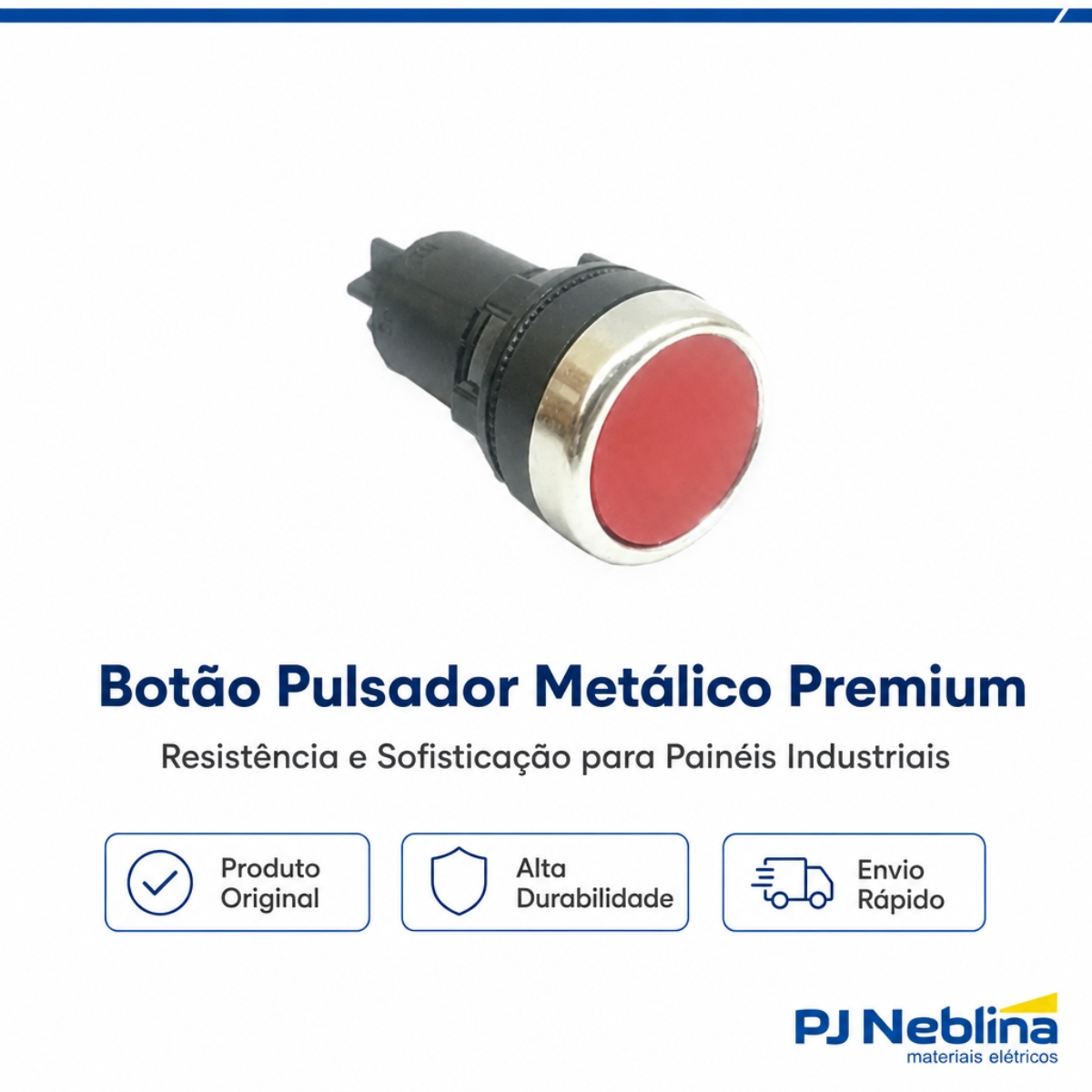 Botão Comando Pulsador Faceado Redondo 30Mm Metálico Vermelho - Ace Schmersal