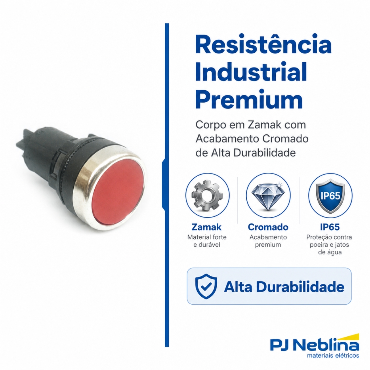 Botão Comando Pulsador Faceado Redondo 30Mm Metálico Vermelho - Ace Schmersal