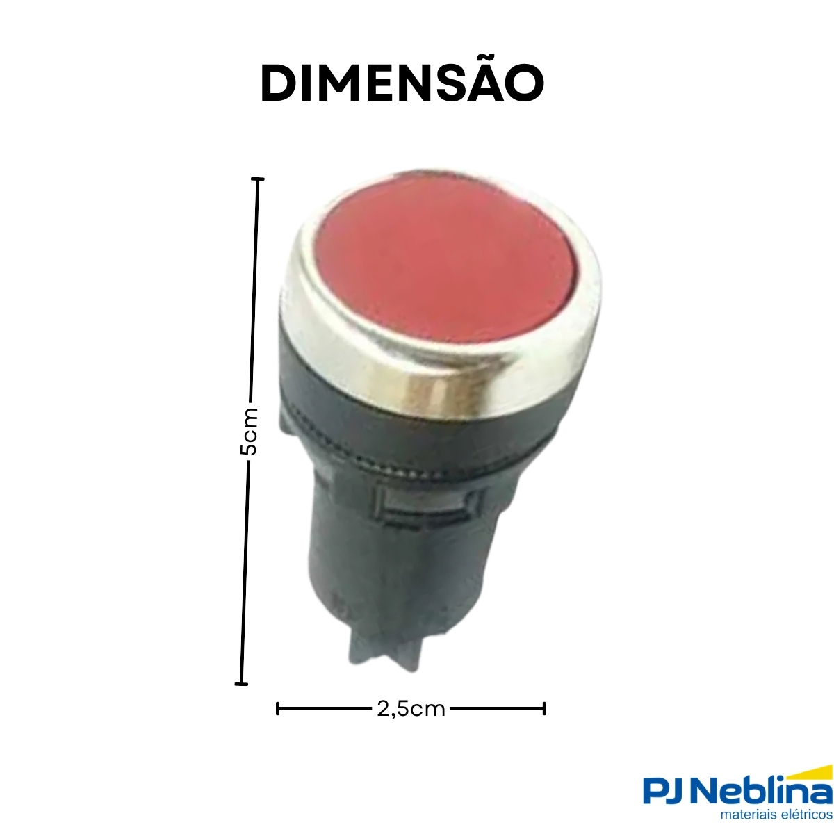Botão Comando Pulsador Faceado Redondo 30Mm Metálico Vermelho - Ace Schmersal