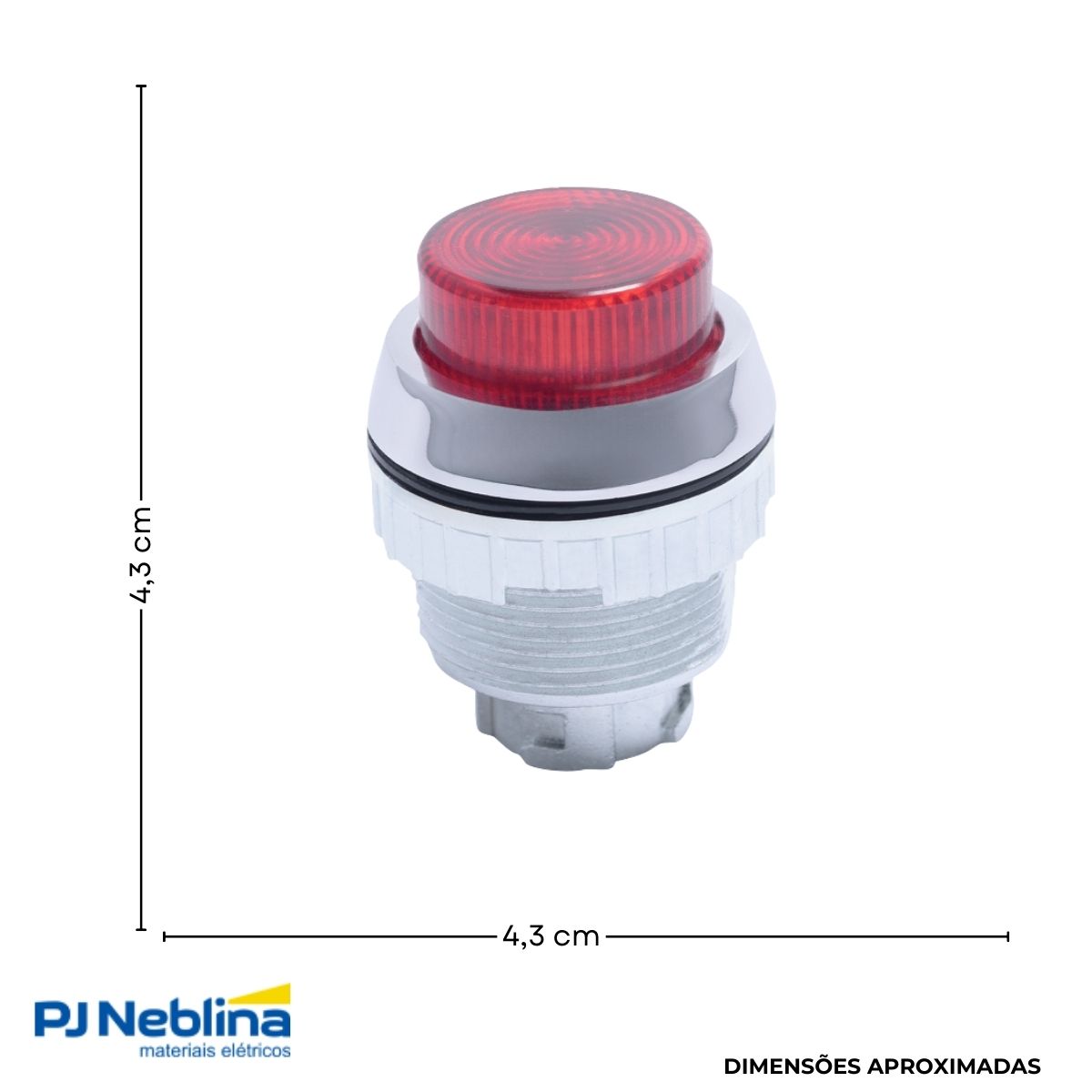 Botão Comando Pulsador Saliente Iluminado Redondo 30 mm Metálico Vermelho - Ace Schmersal