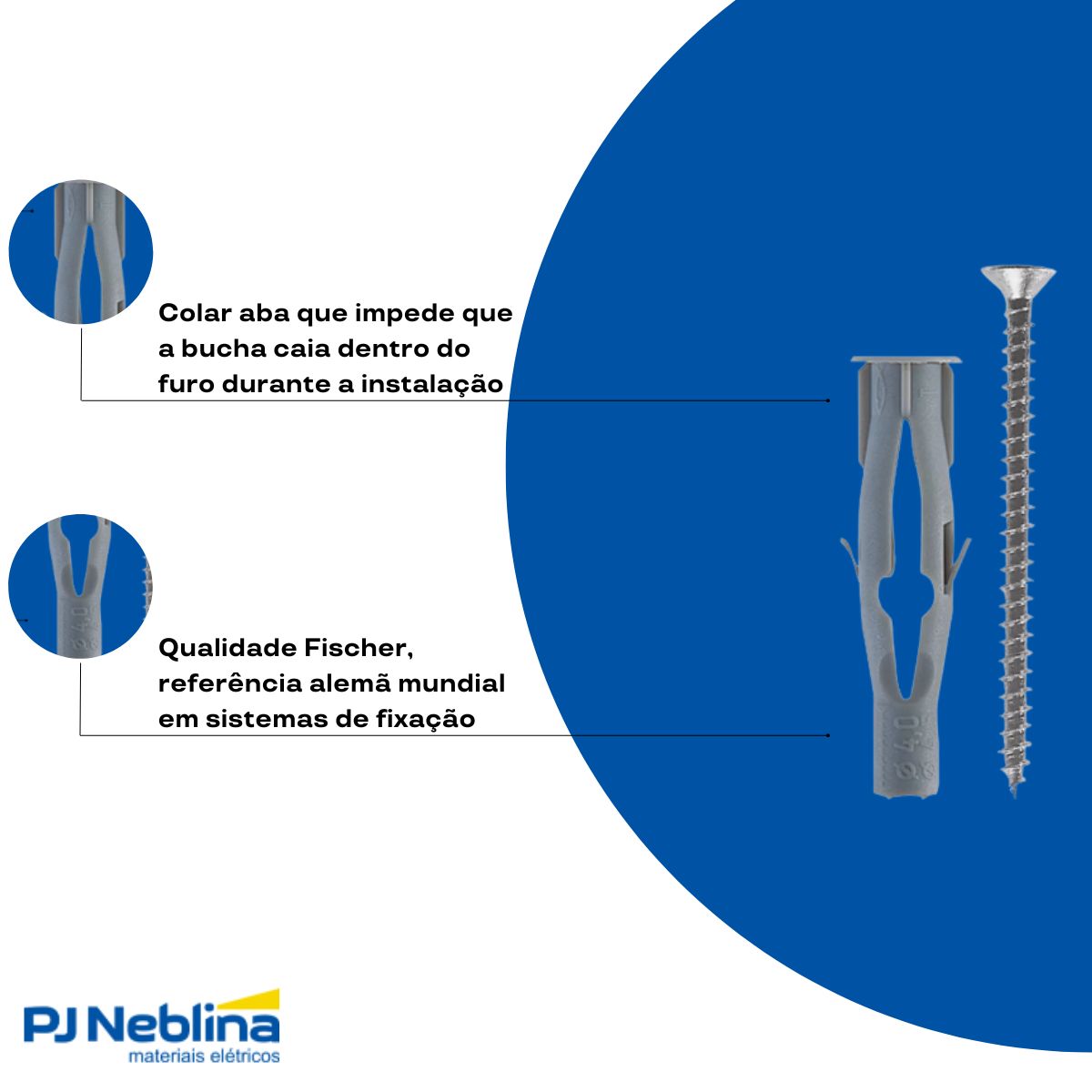 Bucha Fixação Universal Fu8 8Mm Nylon Cz C/Parafuso - Fischer