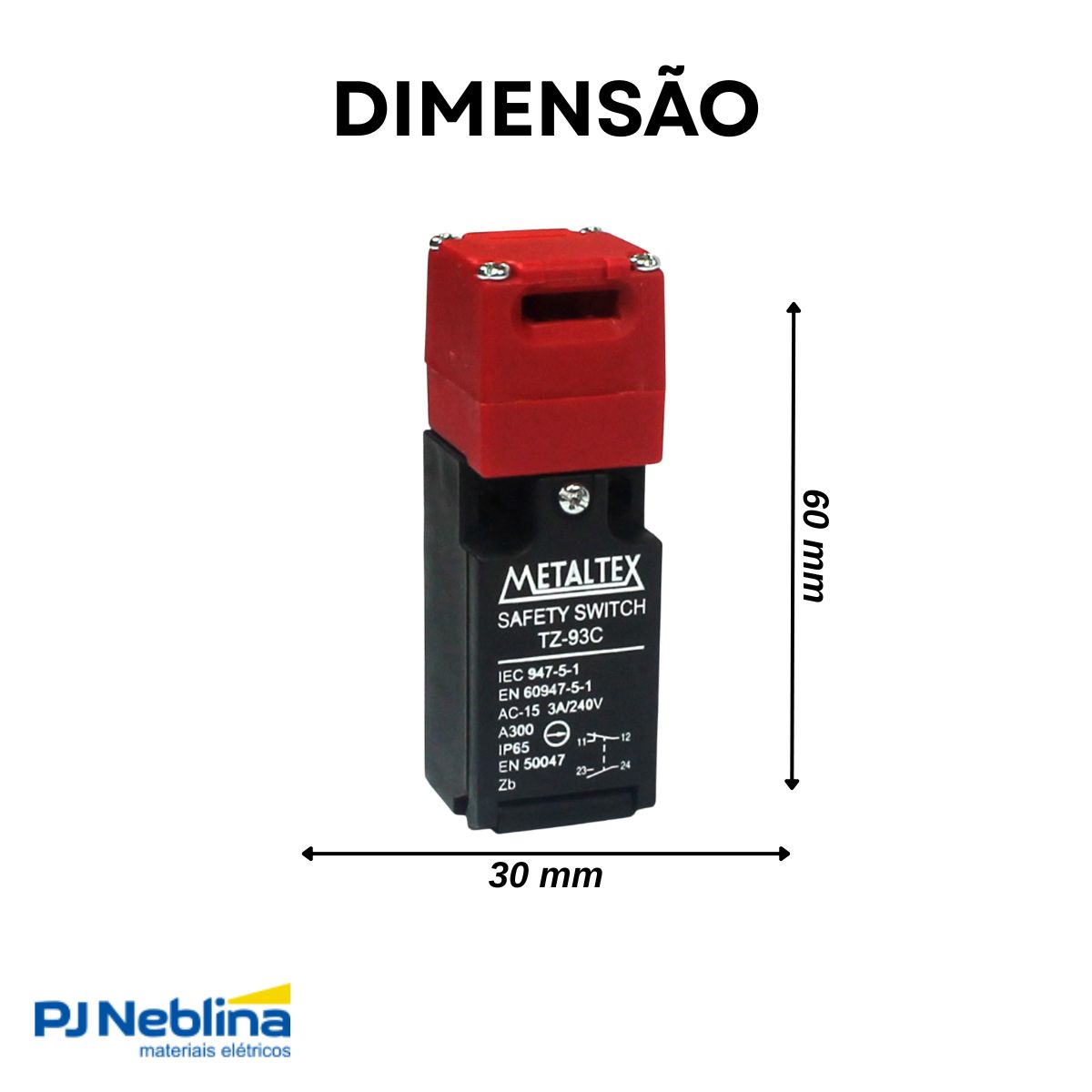 Chave Segurança Fim De Curso Plástico 3A 1Na+1Nf Ip65 - Metaltex