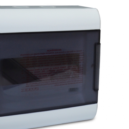 Centrinho Distribuição Sobrepor Para 8 Disjuntor Din 208X210X96mm Transparente S/Barramento - Steck