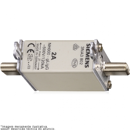 Fusível Nh Retardado T-000 80A 500Vca 120Ka 3NA3824 - Siemens