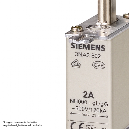 Fusível Nh Retardado T-000 50A 500Vca 120Ka 3NA3820 - Siemens