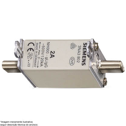 Fusível Nh Retardado T-000 20A 500Vca 120Ka 3NA3807 - Siemens
