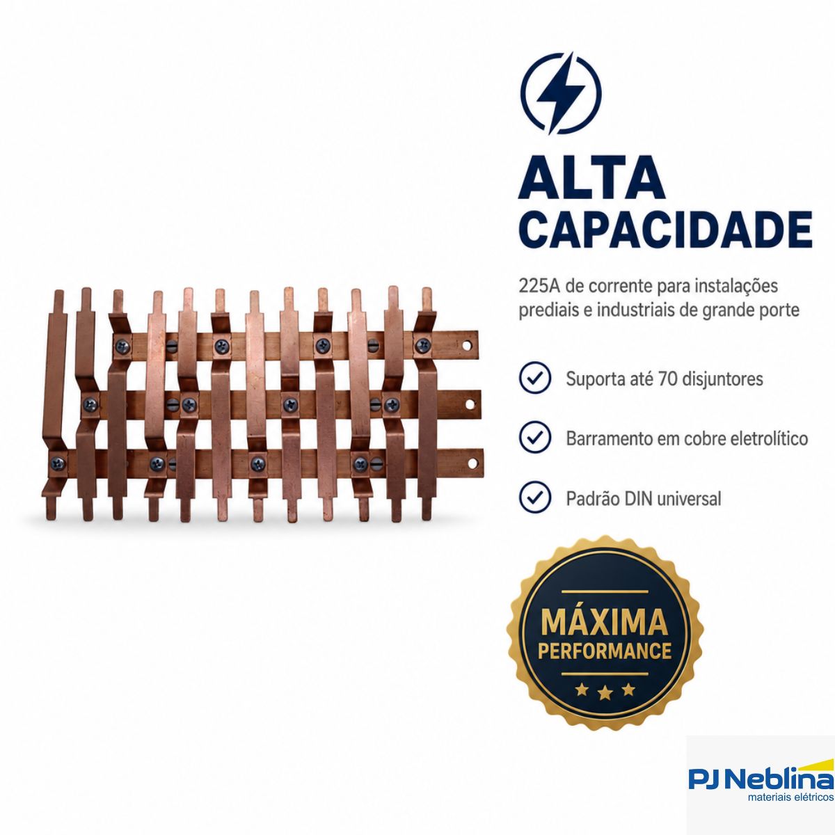 Kit Barramento Trifásico P/70 Disjuntor 225a Sem Placa Montada Tg-ii-70-din Cemar