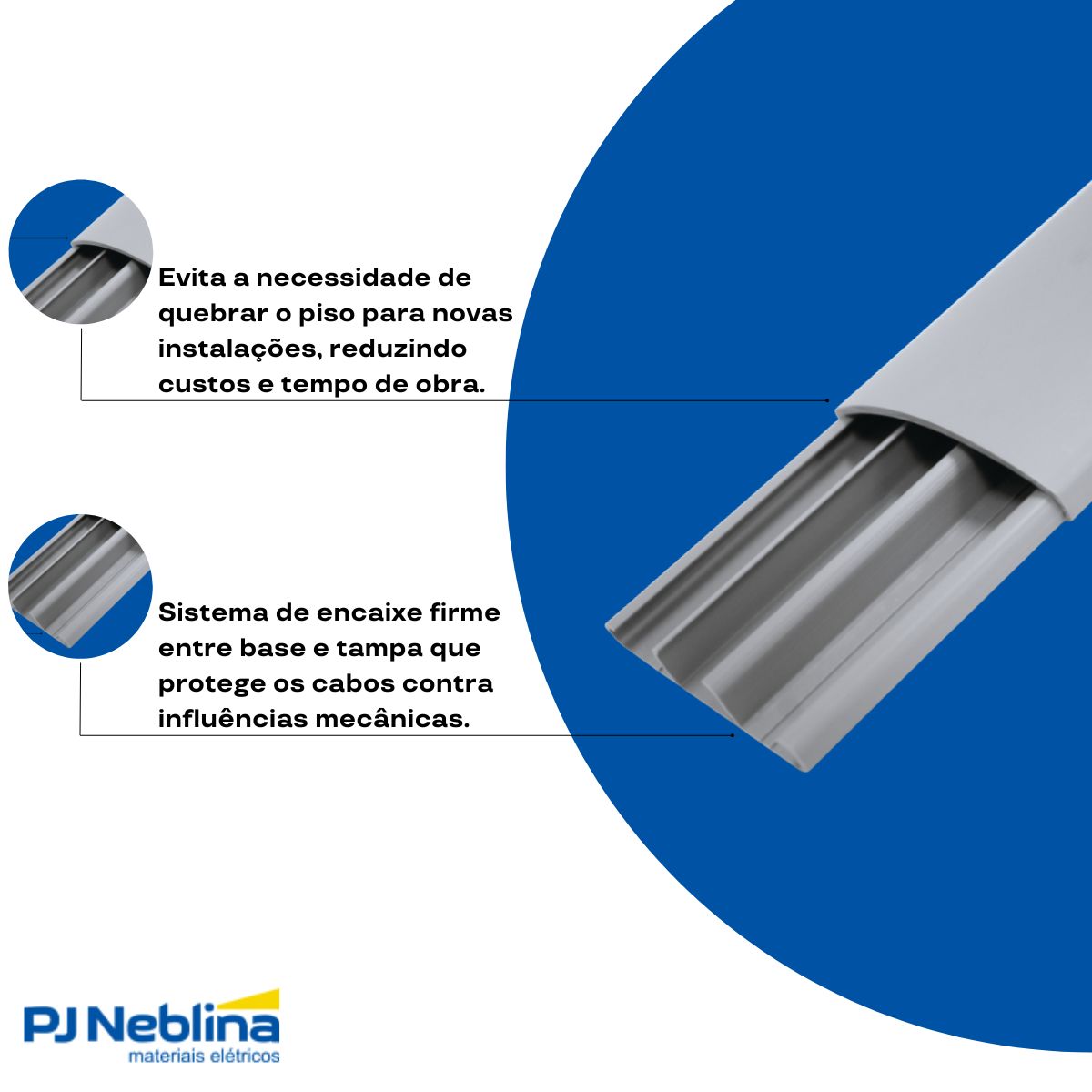 Canaleta Pvc Piso 75X17 (Br C/2M) Cinza C/Tampa C/Divisória S/Adesivo - Hellermann