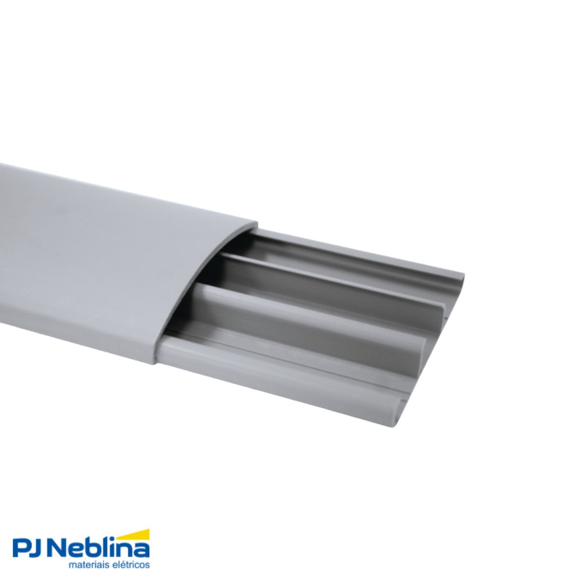 Canaleta Pvc Piso 75X17 (Br C/2M) Cinza C/Tampa C/Divisória S/Adesivo - Hellermann