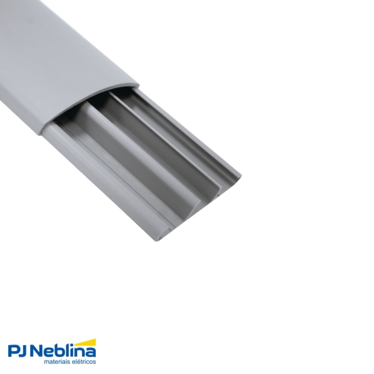 Canaleta Pvc Piso 75X17 (Br C/2M) Cinza C/Tampa C/Divisória S/Adesivo - Hellermann