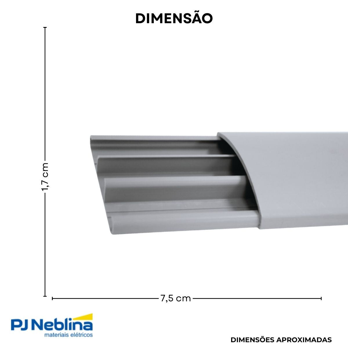 Canaleta Pvc Piso 75X17 (Br C/2M) Cinza C/Tampa C/Divisória S/Adesivo - Hellermann