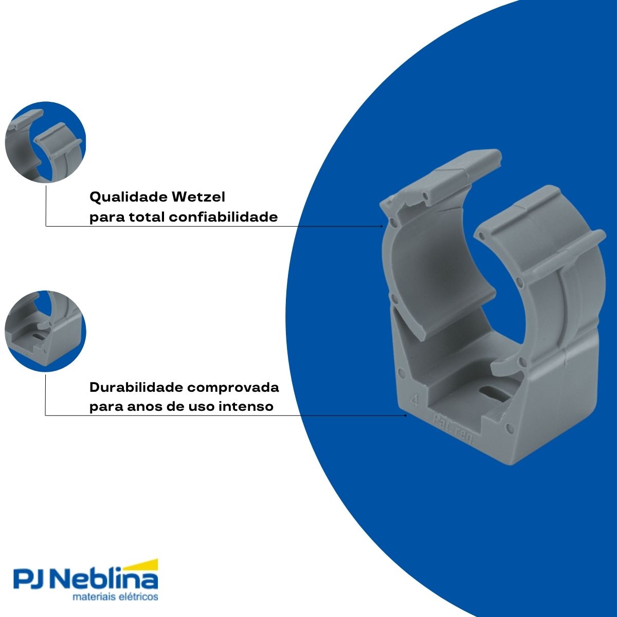 Braçadeira Eletroduto 1.1/2 Pvc Cinza - Wetzel