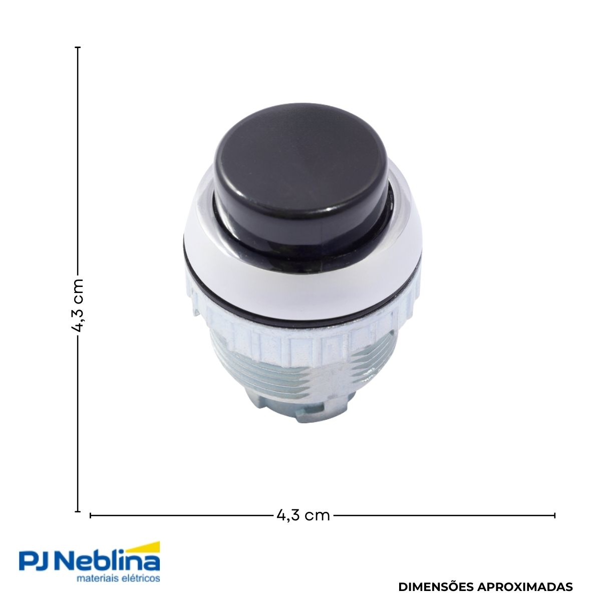 Botão Comando Pulsador Saliente Redondo 30 mm Metálico Preto - Ace Schmersal