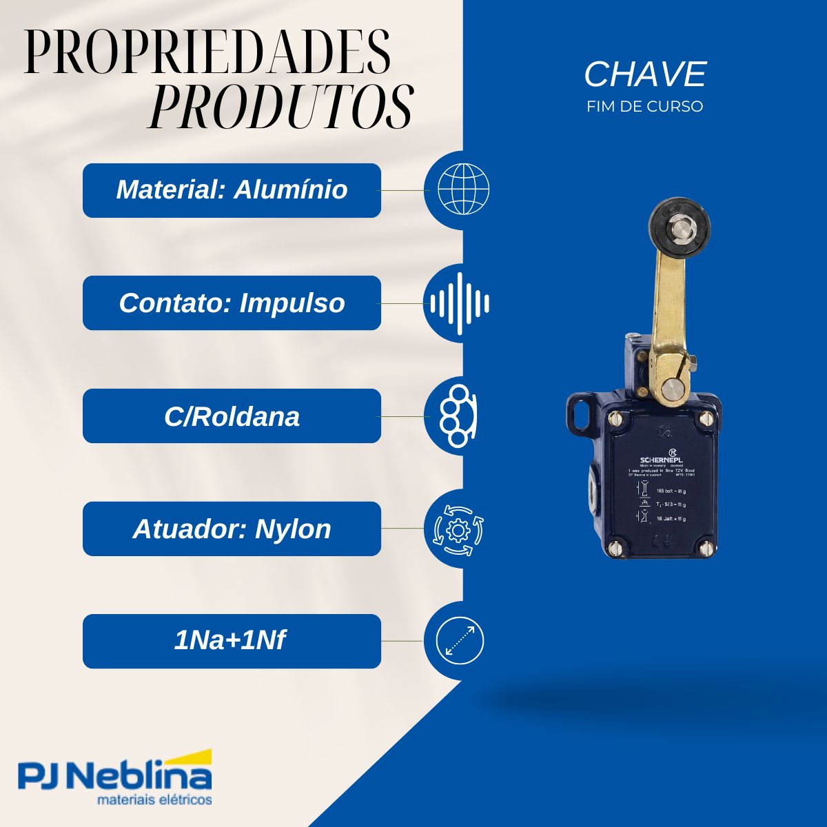Chave Fim De Curso Alavanca C/Roldana 4A 1Na+1Nf Ip65 - Ace Schmersal