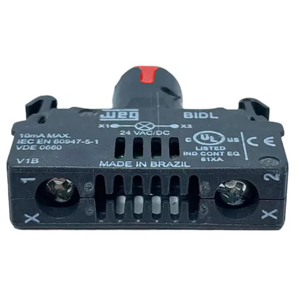 Bloco Contato Iluminado Led Para Botão/Sinaleiro 220-240V Vermelho Weg