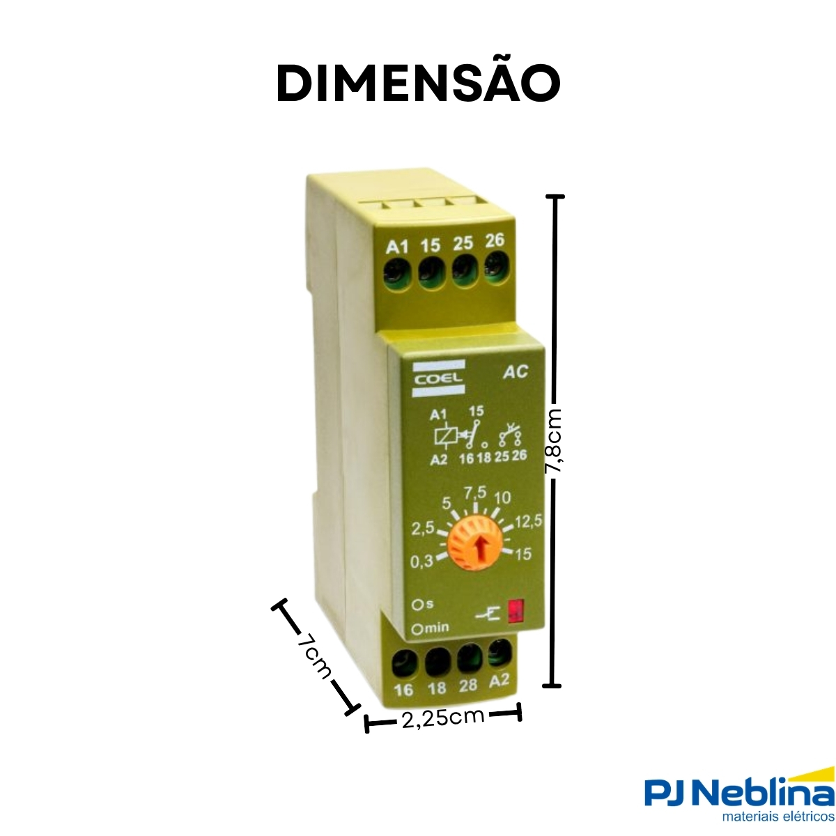 Rele Temporizador Eletrônico Prolongador Impulso 1-60Seg 1 Spdt (1Naf) 220V - Coel