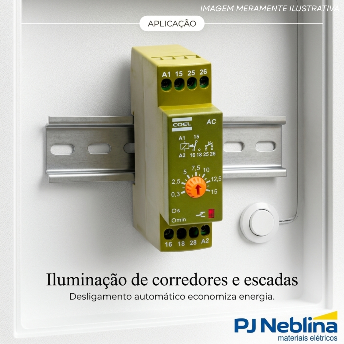 Rele Temporizador Eletrônico Prolongador Impulso 1-60Seg 1 Spdt (1Naf) 220V - Coel