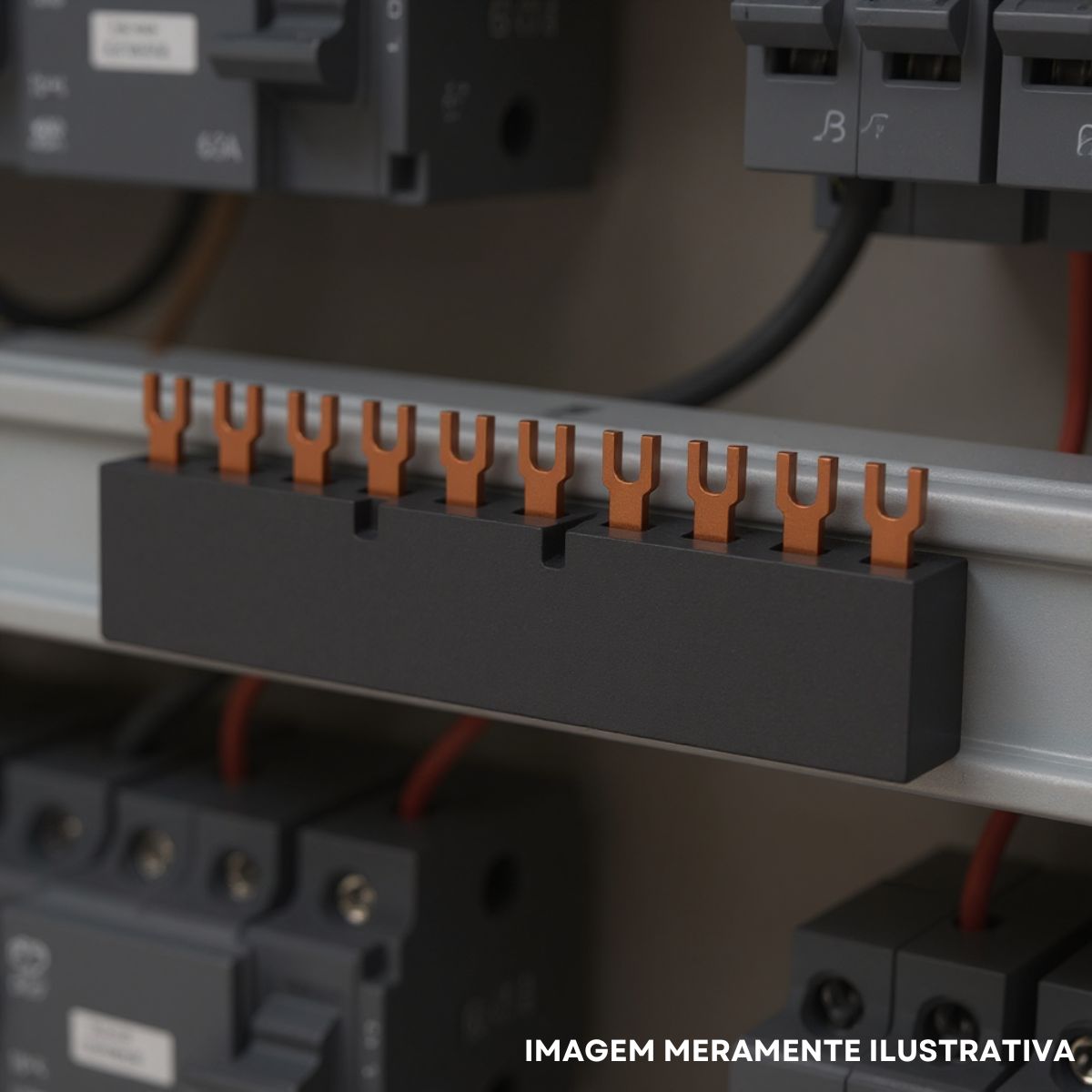 Barramento Elétrico Trifásico 15 Polos (Garfo) Preto 63A 3Rv2 - Siemens