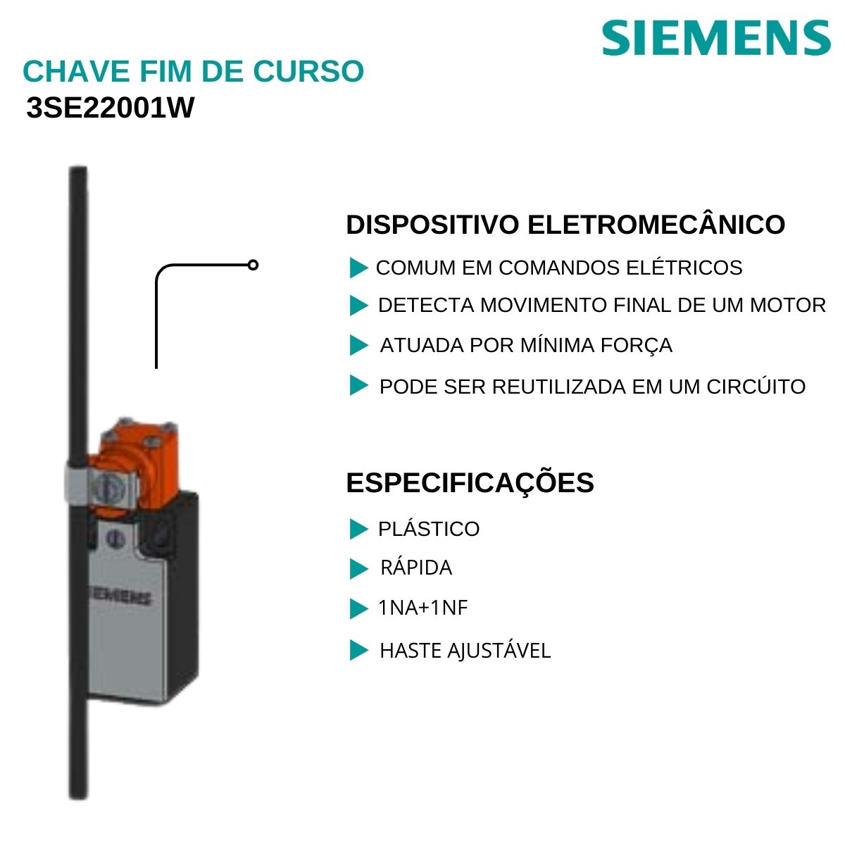 Chave Fim De Curso Plástico Haste Ajustável 1na+1nf IP67 - Siemens