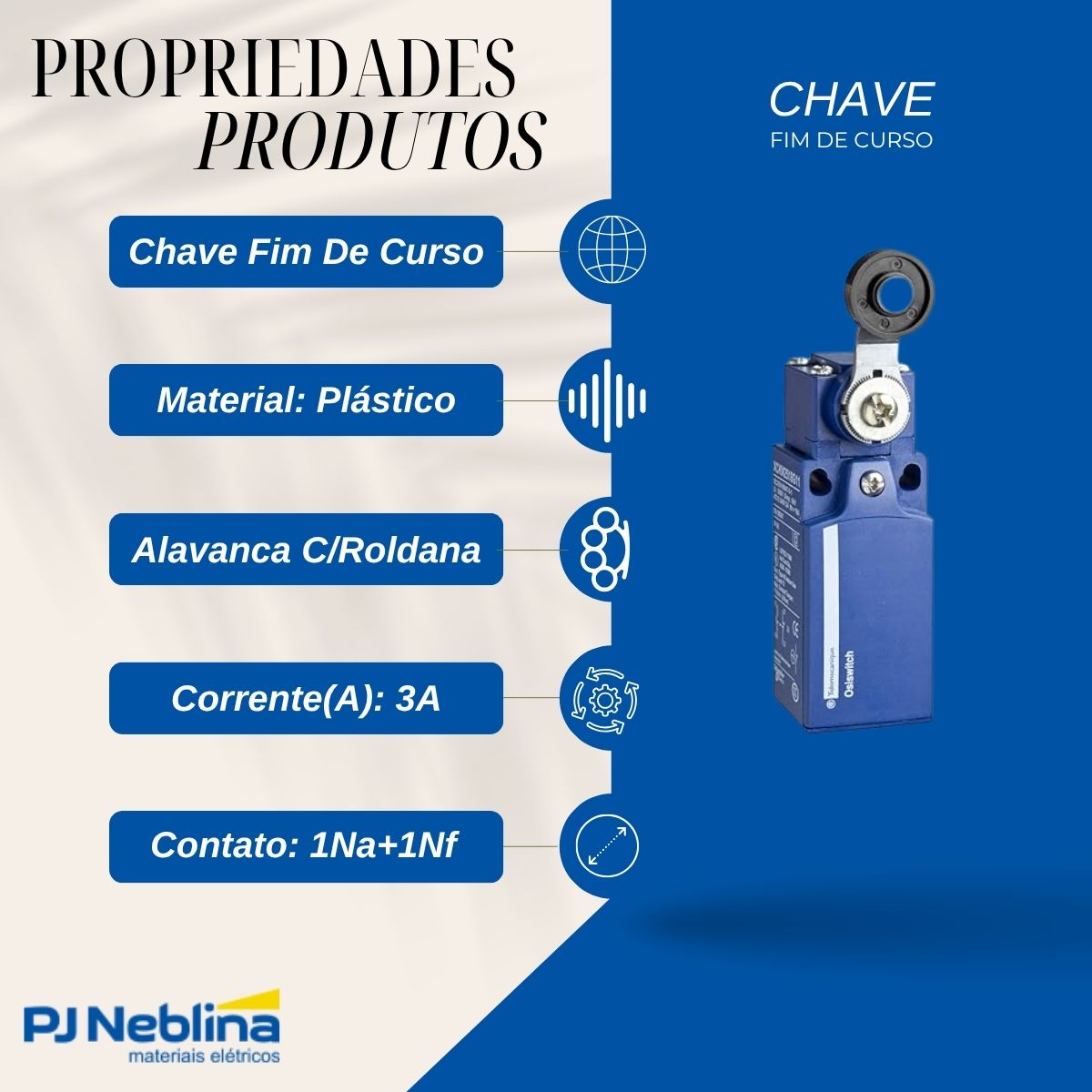 Chave Fim De Curso Alavanca C/Roldana 3A 1Na+1Nf Ip65 - Telemecanique