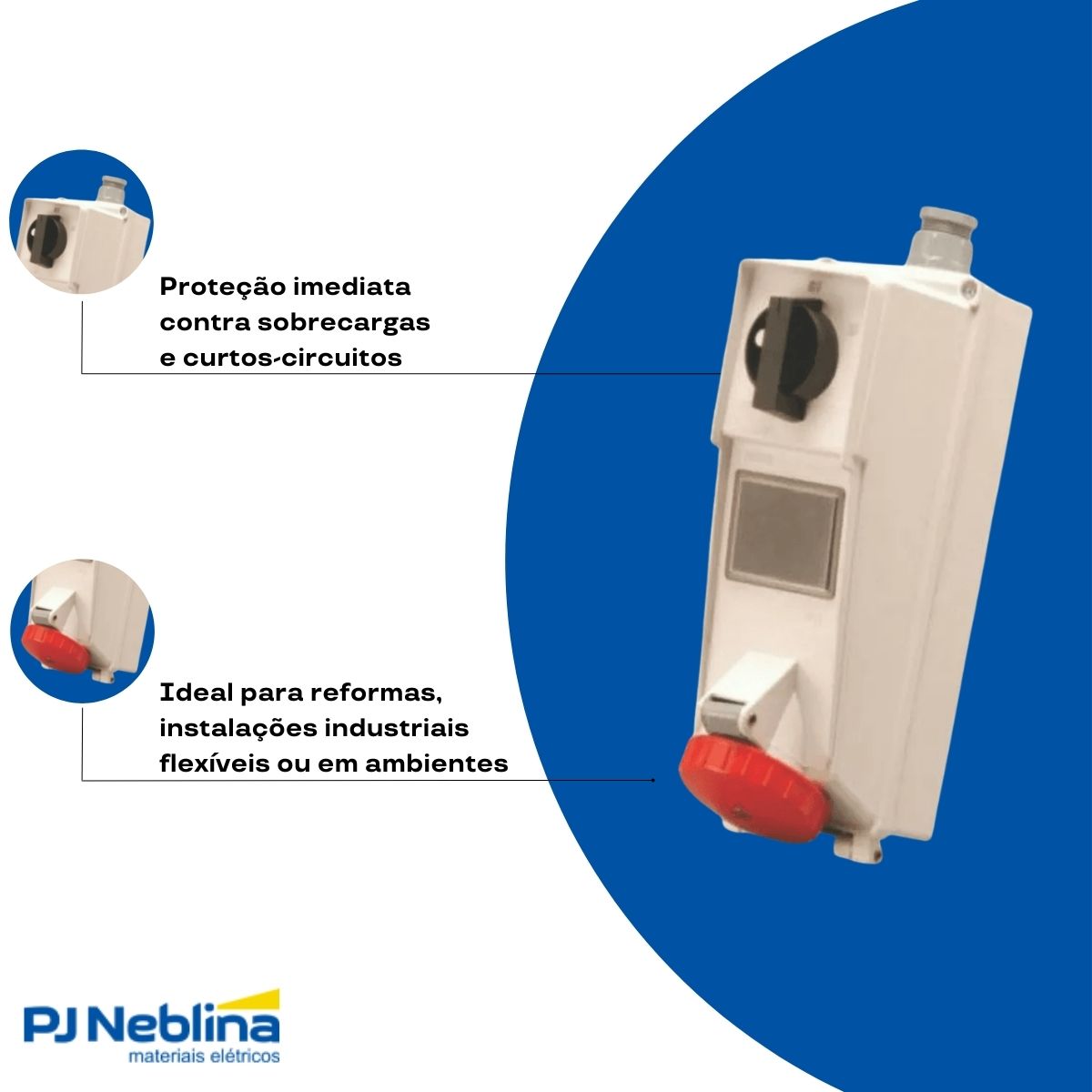 Tomada Industrial Femea Sobrepor Bloqueio Mecânico 3P+T 32A 380/440V Vm 6H C/Disjuntor Ip67 - Steck