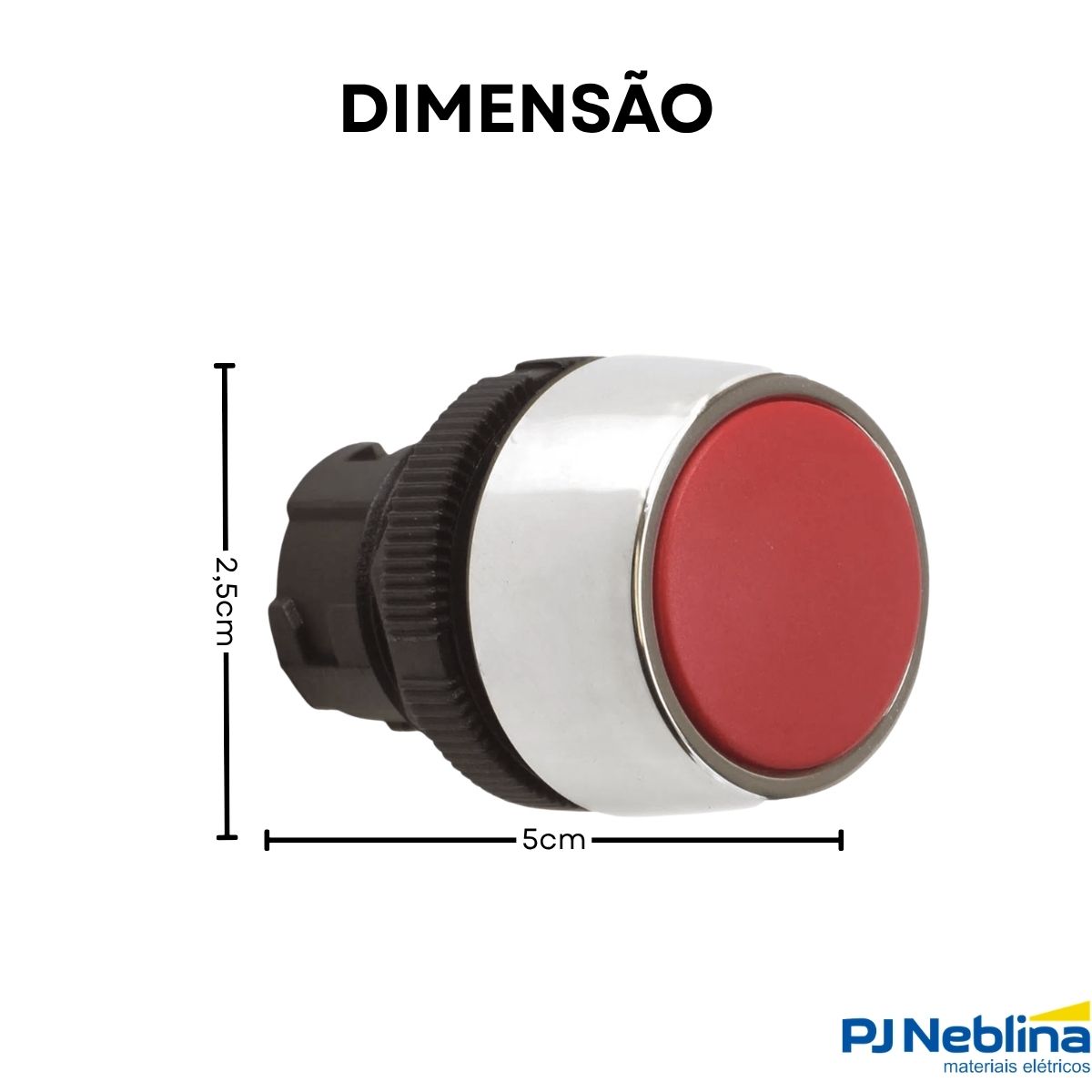 Botao Comando Pulsador Faceado Iluminado Red 22mm Plastico T