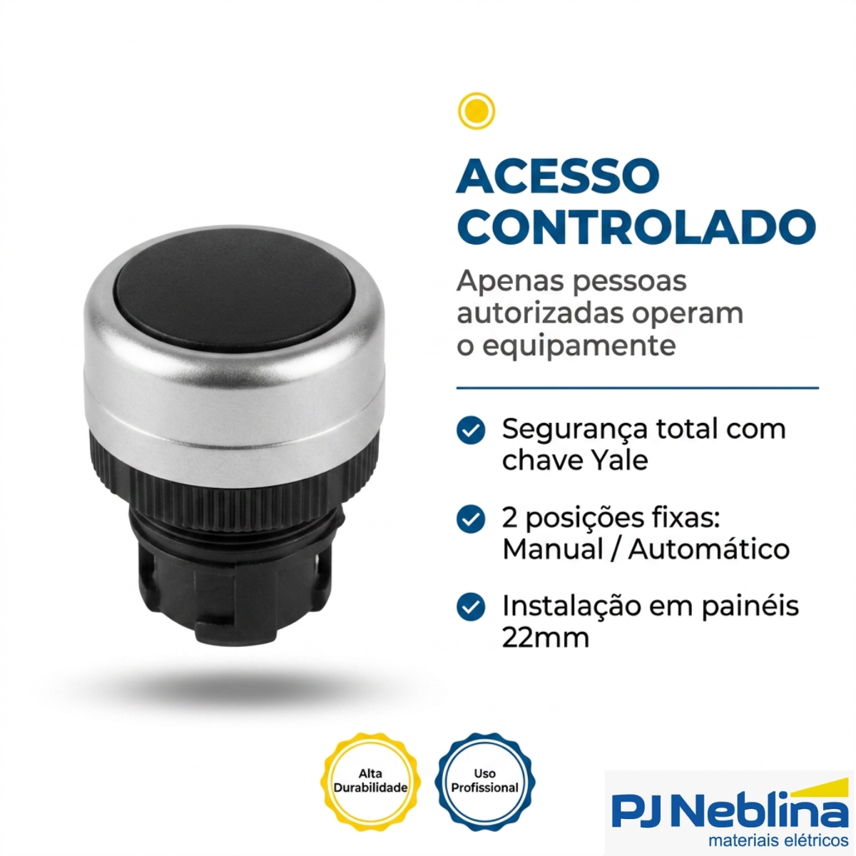 Botao Comutador Chave Yale 2 Pos Fix 22mm Metalico Pt