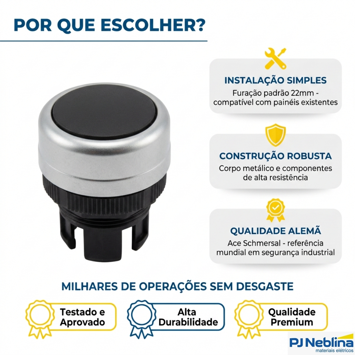 Botao Comutador Chave Yale 2 Pos Fix 22mm Metalico Pt