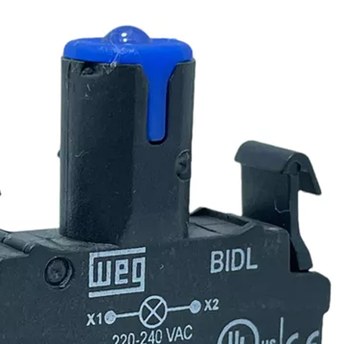Bloco Contato Iluminado Led Para Botão/Sinaleiro 220-240V Azul Terminal Parafuso Weg