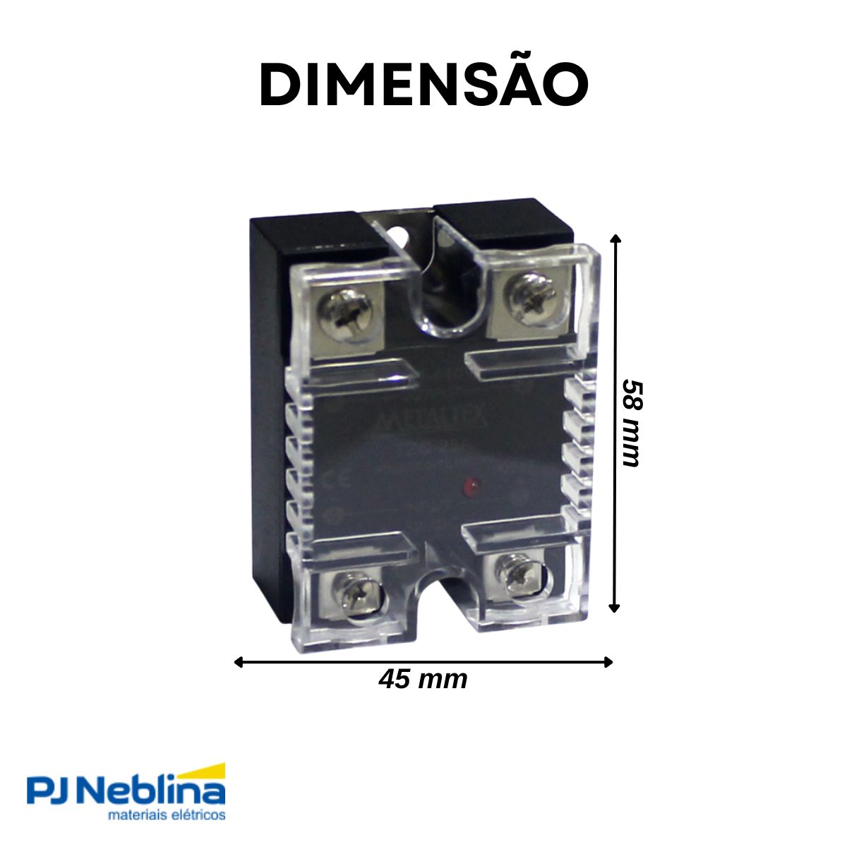 Relé Estado Sólido Monofásico Entrada 4-32Vcc Saída 48-440V 40A - Metaltex