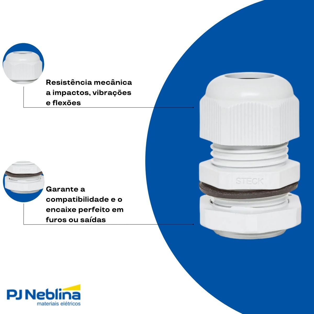 Prensa Cabo Nylon Pg07 Cz Ip67 Longa - Steck