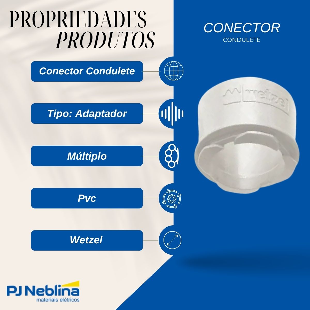 Conector Adaptador Múltiplo Pvc 3/4 S/Rosca Branco - Wetzel