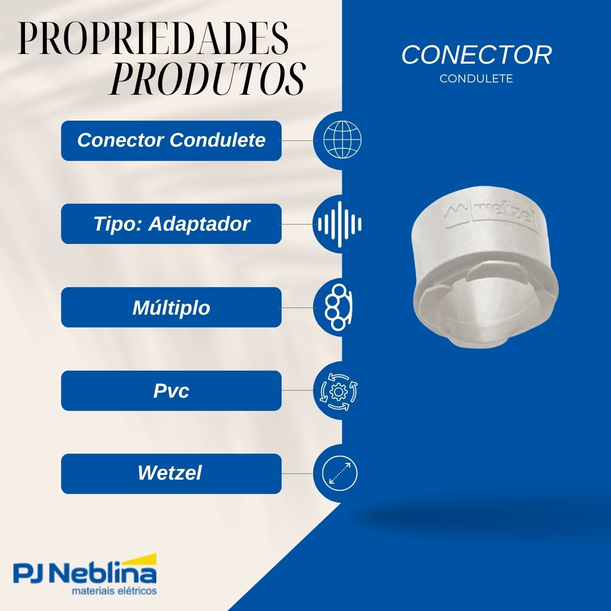 Conector Adaptador Múltiplo Pvc 1Pol S/Rosca Branco - Wetzel