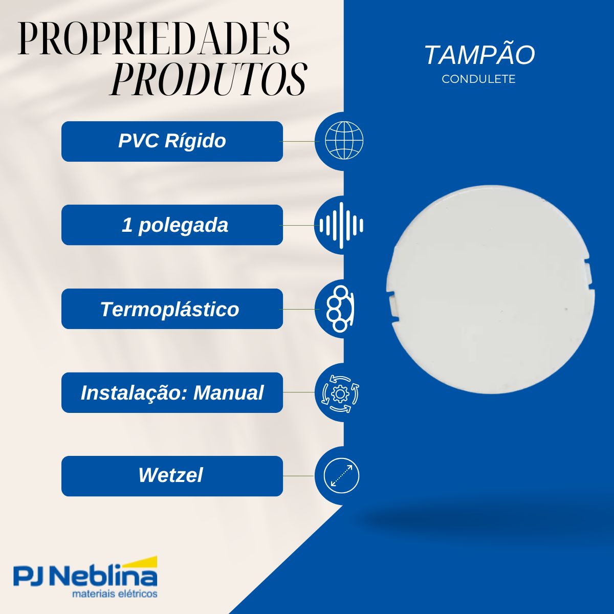 Tampão Pvc P/Poliwetzel 1Pol Branco - Wetzel