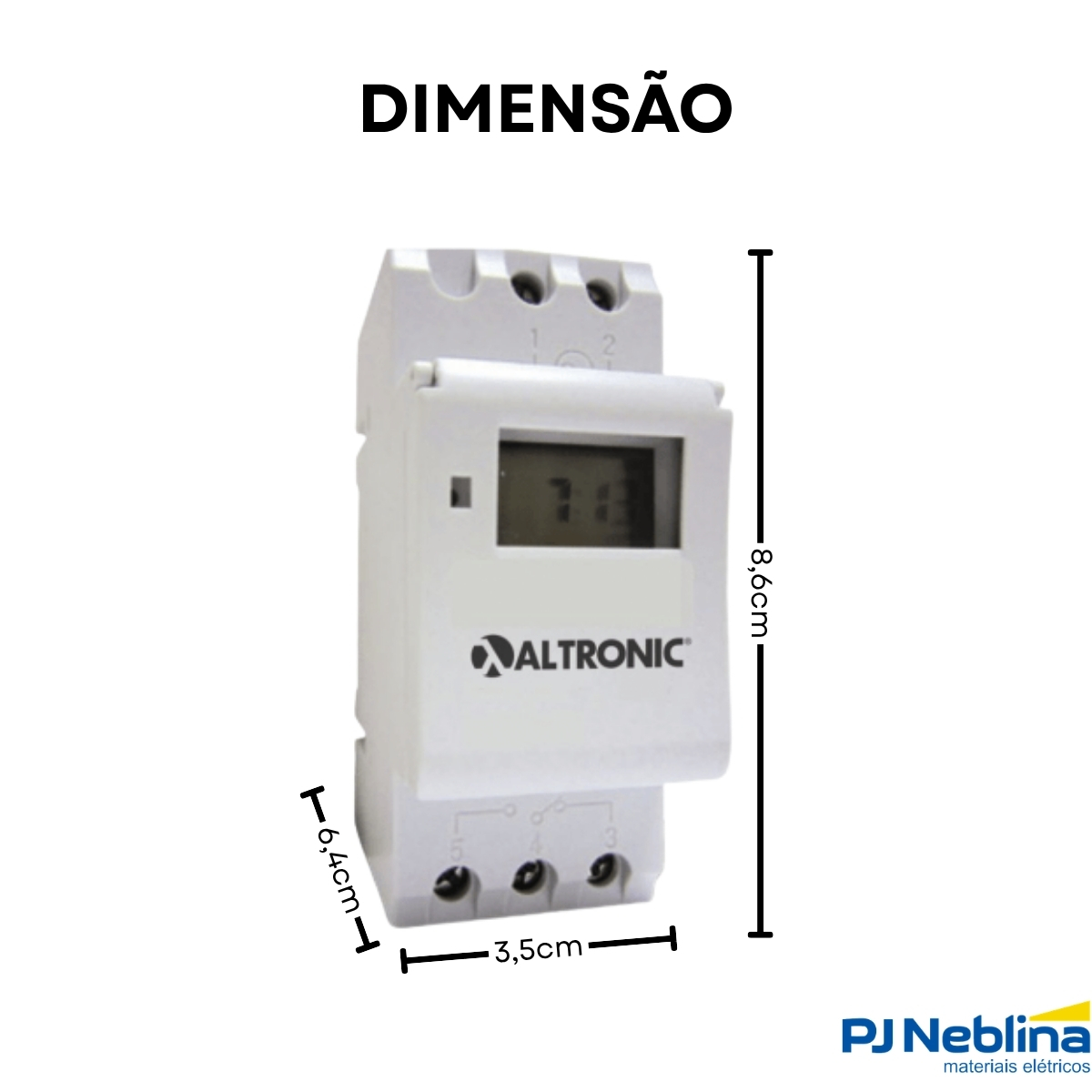 Rele Temporizador Digital Programador Diária E Semanal 1 Reversor (Spdt) 100-220V Display Lcd - Altronic