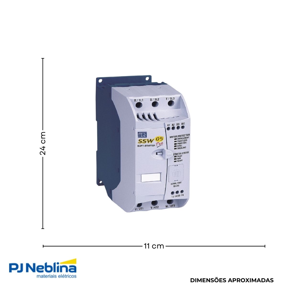 Chave Partida Softstarter Trifásico 30A 90-250V 15Kw Ip00 - Weg