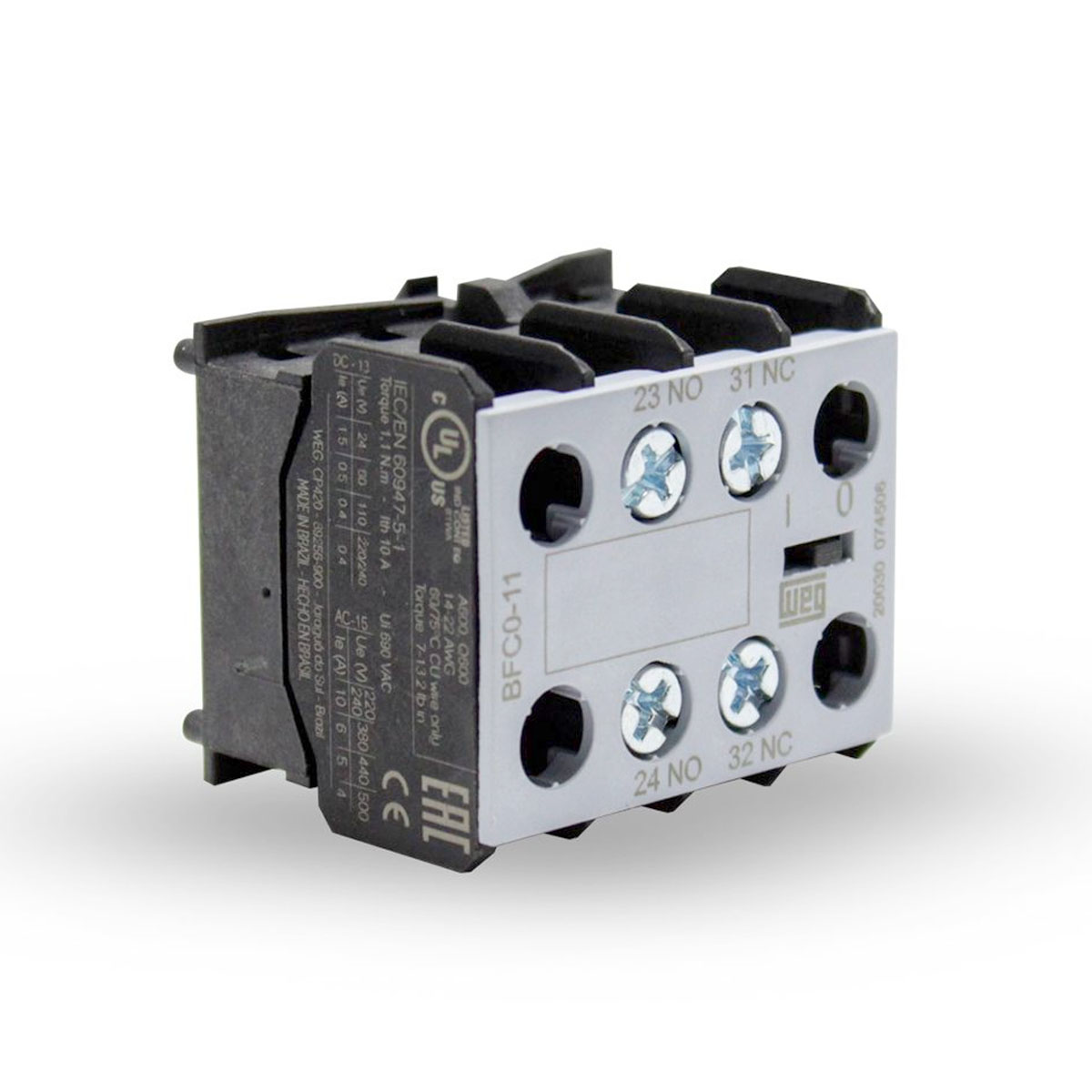 Bloco Contato Auxiliar Para Contator Frontal 1Na+1Nf Weg