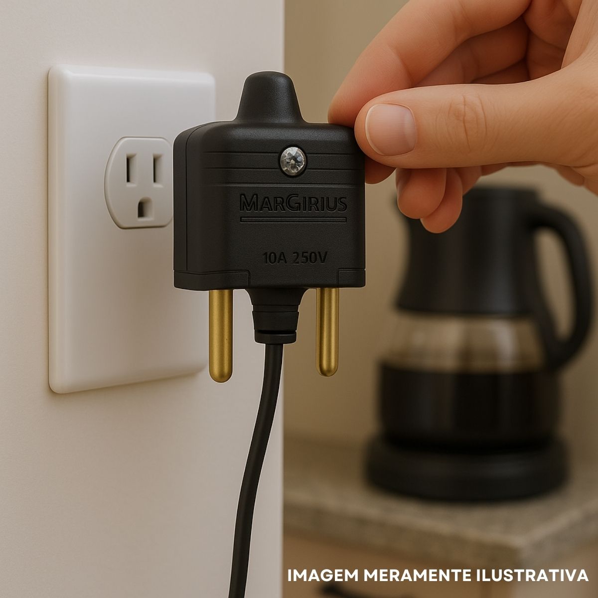 Plug Macho 2P 10A 250V Preto Axial - Margirius