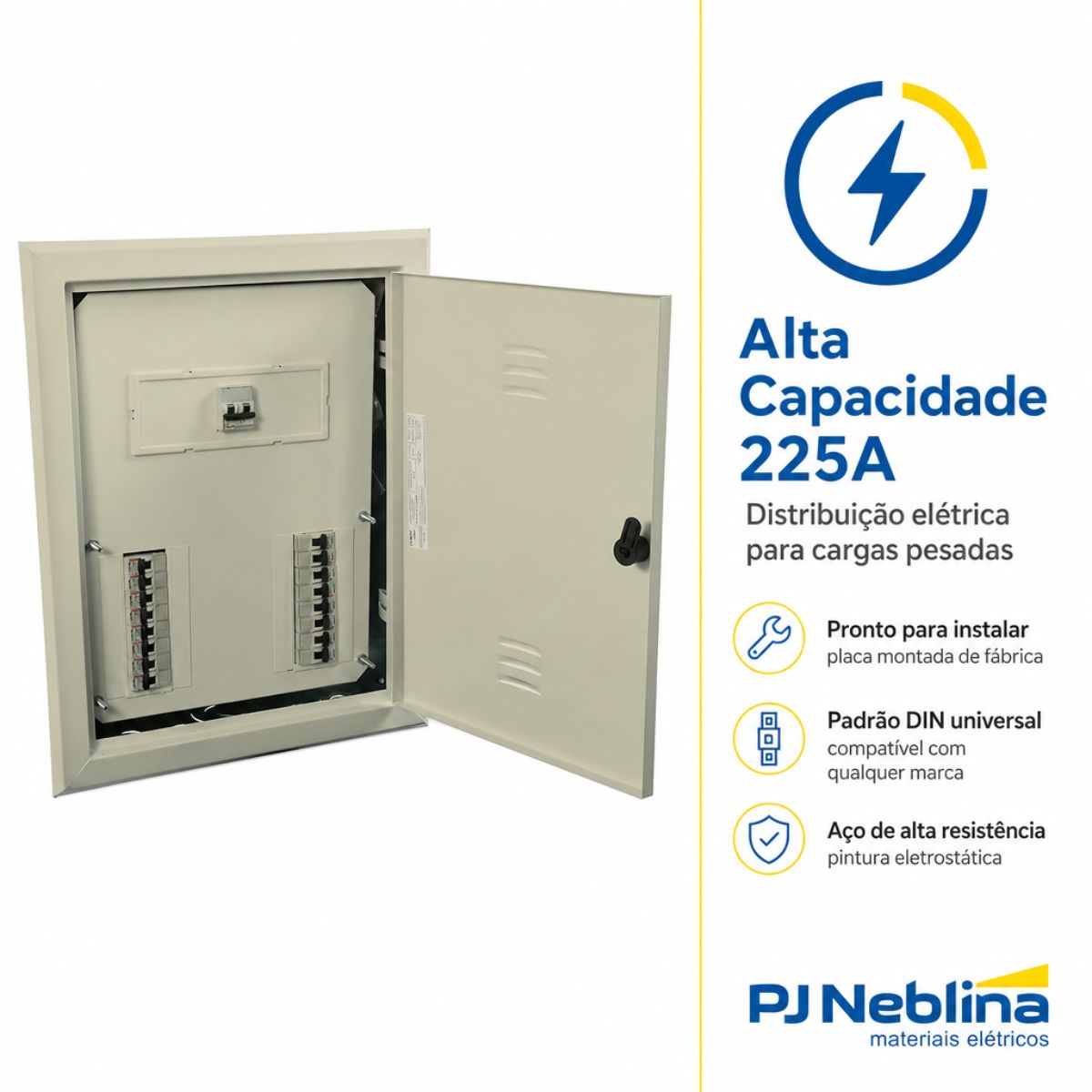 Quadro Distribuição Embutir Com Placa Montada 225a Bege Cemar